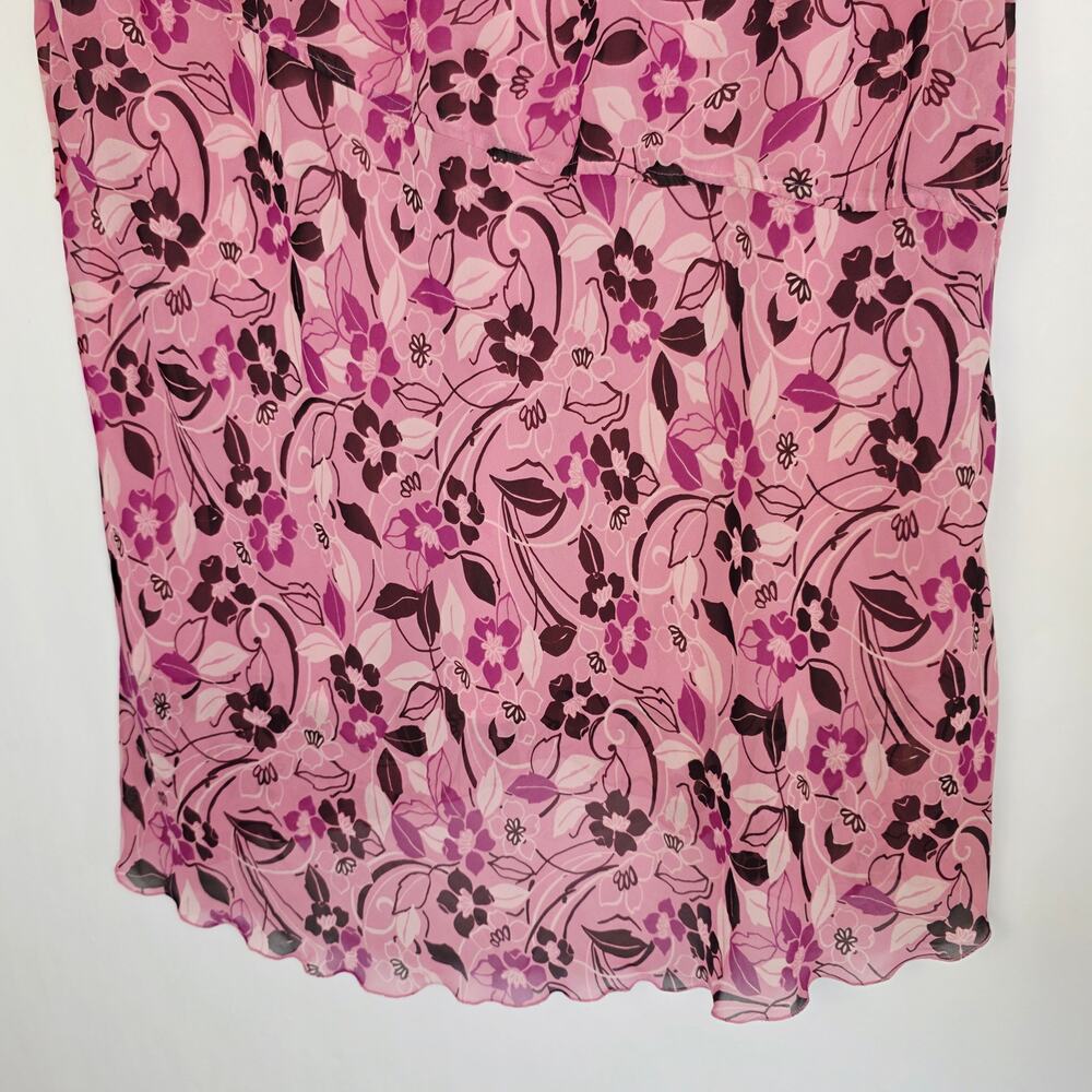 Jaclyn Smith Skirt Plus 18W Pink Brown Floral Chiffon Y2K Cottage Fairy Grunge - Picture 5 of 10